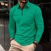 Pulse Cross-Border European And American Sports Casual Men's Waffle Long Sleeve Turn-Down Collar Polo Shirt Versatile_viptrois.com