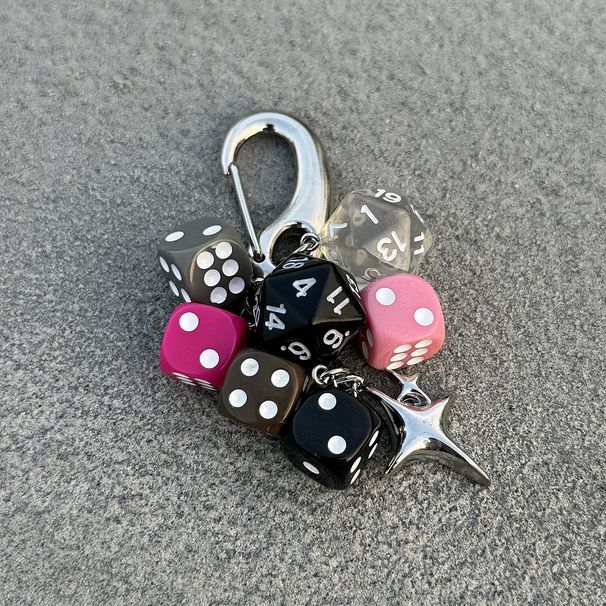 Original Purple Gold Handmade Dice String Lucky Pendant Couple Bag Pendant High Value Accessories Niche Keychain Pendant_viptrois.com