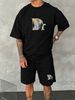 Men's Summer Cotton T-Shirt & Shorts Set With Trendy Bear Print, Hip Hop Casual Outfit For Daily Wear_viptrois.com