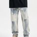 Men's Clothing Retro Straight Loose Washed Tie Dyed Straight Zipper Jeans Casual Trendy Men's_viptrois.com