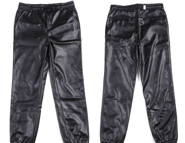 Men's Clothing Men's Harem Motorcycle Leather Pants Season Korean Style Casual Fashion Slim Pilot Motorcycle Motorcycle Trendy Riding Leather Pants_viptrois.com