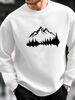 Men's Loose Casual Fashionable Mountain Reflection Pattern Printed Round Neck Long Sleeved Sportswear For Autumn And Winter_viptrois.com
