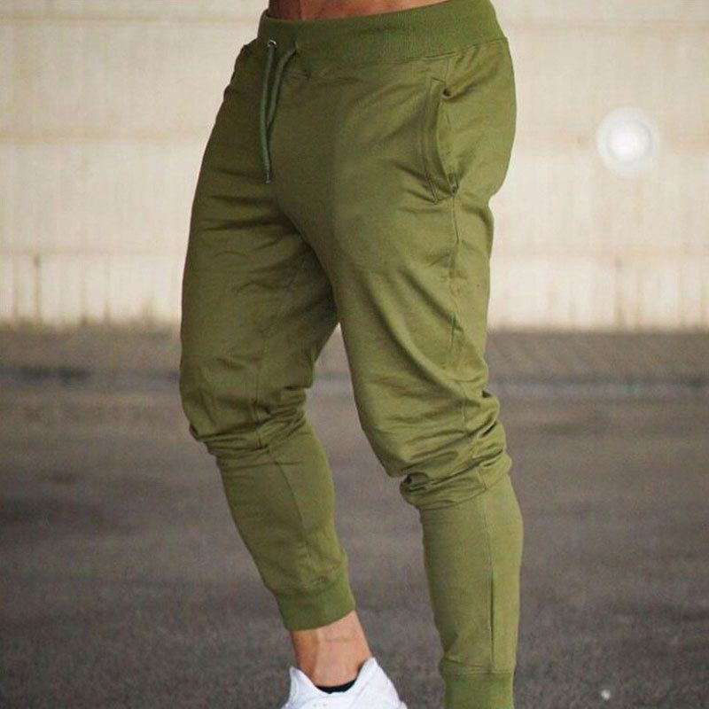 Men's Clothing Thin Slim Sports Pants Running Fitness Football Foot Leisure Drawstring Tight Training Pants_viptrois.com