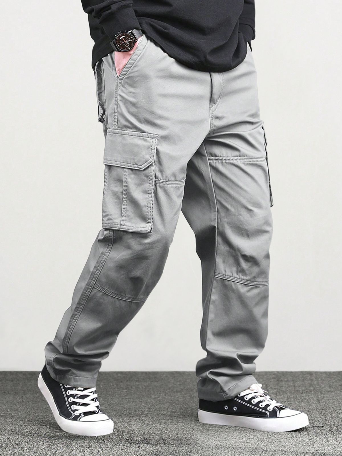Streetwear Cargo Pants For Men – High Waist, Elastic Waistband, Lightweight & Breathable (S-XXL, Khaki/Black/Gray) – Trendy Urban Style_viptrois.com