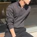 Men's Clothing Autumn And Winter Men's Chunky Cable Knit Sweater – Oversized High-Neck Zip-Up Pullover, Winter Textured Wool Blend Casual Top_viptrois.com