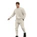 Streetwear Waffle Knit Tracksuit Set - Long Sleeve Tee & Pants, Unisex Casual Outfit For Men & Women (White, Grey, Black, Khaki)_viptrois.com