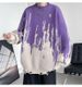 Men's Retro Knit Sweater – Oversized Casual Pullover With Tie-Dye Pattern (M-2XL, Black/Purple)_viptrois.com