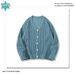 Men's Clothing Striped Solid Color Sweater Autumn/winter Style Lazy Style, Versatile Retro Striped Knit Cardigan - Unisex Oversized Sweater (Blue)_viptrois.com