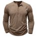 Men's Long-Sleeve Henley Polo Shirt – Textured Knit Fabric, Euro Retro Style (S-Xxxl, Slim Fit, Moisture-Wicking Polyester, 12 Colors)_viptrois.com