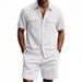 Men's Clothing Casual Loose Heavy Corduroy Short Sleeved Shirt American Summer Workwear Style_viptrois.com