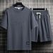 Men's Short Sleeved T-Shirt Set Casual Loose Fit Summer Sports Two Piece Trendy Youth Outfit_viptrois.com