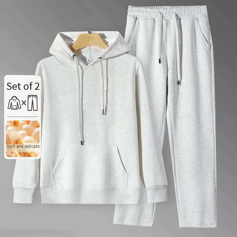 Unisex Cotton Blend Hoodie & Jogger Set - Japanese-Inspired Relaxed Fit Loungewear For Autumn & Winter_viptrois.com