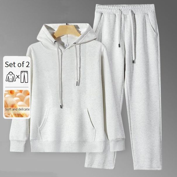 Unisex Cotton Blend Hoodie & Jogger Set - Japanese-Inspired Relaxed Fit Loungewear For Autumn & Winter_viptrois.com