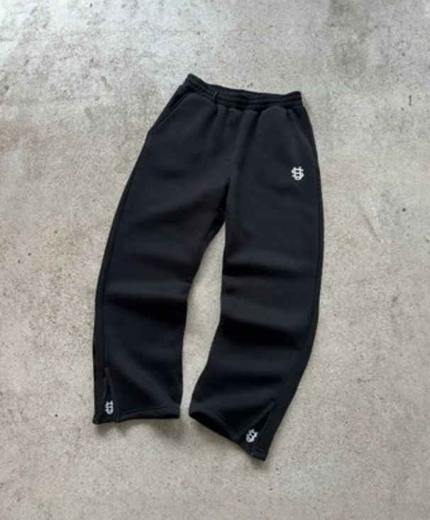 Casual Embroidery Zipper Sweatpants, Casual Long Pants, High Street Hip-hop Rap Streetwear, US Size, Unisex Sweatpants_viptrois.com