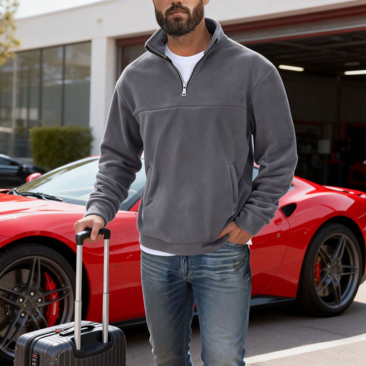 Men's Fleece-Lined Half-Zip Sweatshirt – Warm & Stylish Pullover For Fall & Winter_viptrois.com