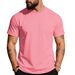 2026 Summer Solid-color Round-neck Cotton Casual Sports Solid-color Simple Top Short Sleeve Men's Shirt_viptrois.com