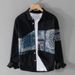 Men's Clothing Spring And Autumn Handsome Casual Splicing Printed Long Sleeve Shirt All Match Fashion Personality Shirt_viptrois.com