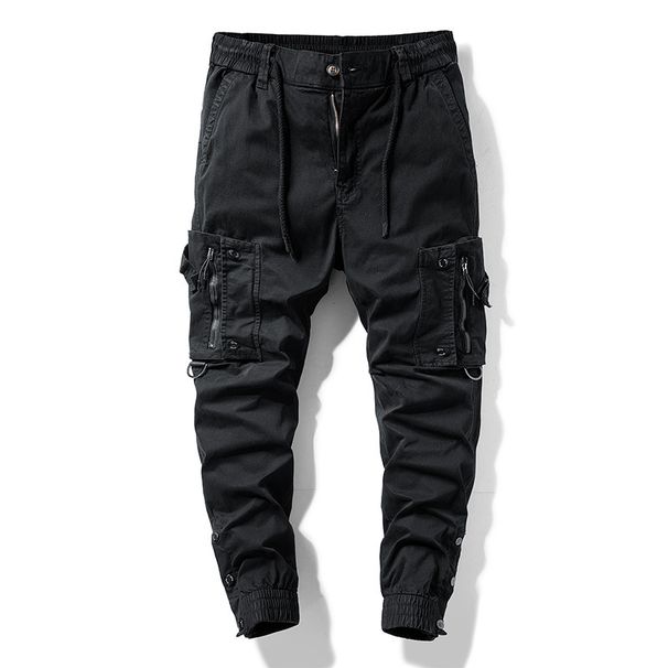 Men's Clothing Men's American Streetwear Cargo Pants With Zipper & Multi-Pockets - Slim Fit Jogger Pants In Khaki, Black, Army Green & Grey_viptrois.com