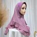 Women's Hijab best selling double layer pleated headscarf solid color chiffon women's headscarf pullover headscarf_viptrois.com