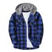 New Fleece Plaid Size Double Pocket Hooded Casual Men's Shirt_viptrois.com