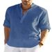 2025 New Men's Linen Long-sleeved Shirt, Loose Fit, Pure Color, Versatile Top_viptrois.com