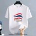 【DORAE】2026 Cotton T-shirt (Combed Cotton) Off-White (Minimalist "Thai Patriotism Flag" Print & Red-Blue Accent) – Oversized Style For Layering_viptrois.com