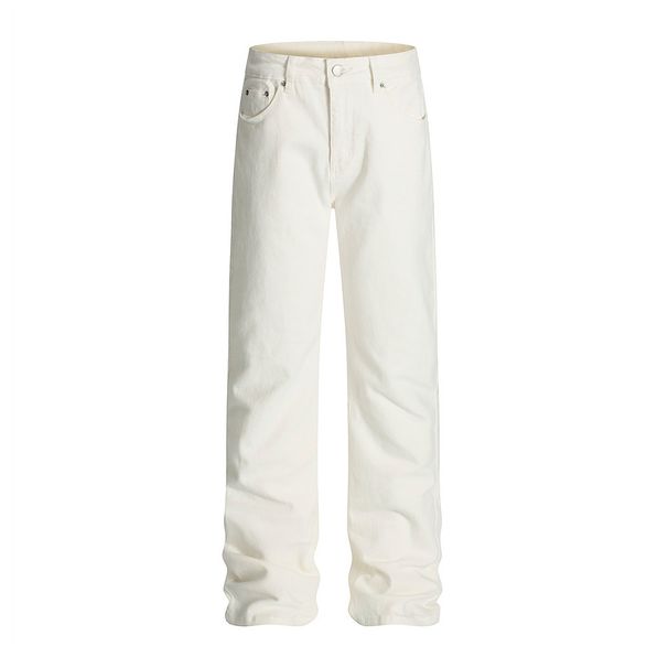 American High Street Solid Color Denim Men's Basic Style Simple Versatile Casual Loose Straight Pants Trendy Fashion_viptrois.com