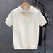Men's Clothing Simple Casual Lapel Knitted Polo Shirt Summer Youth Fashion Personality Cuban Collar Short Sleeved T Shirt_viptrois.com