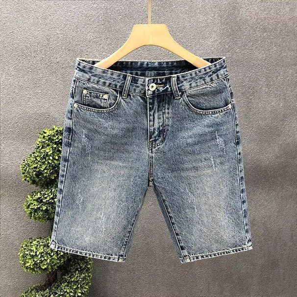 Thin Small Foot Five-Point Korean Version Trendy Slim Jeans Shorts Summer Elastic Men's Pants Breeches 5_viptrois.com
