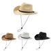 Windproof Wide Brim Straw Hat - Adjustable Rope Belt Sun Protection Hat For Beach Travel_viptrois.com