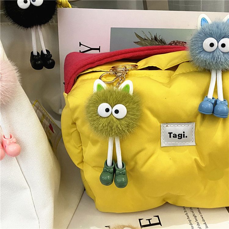 Bag Charm Cute Cartoon Keychain Plush Doll Small Coal Briquettes Bag Pendant Car Keychain Accessories Small Gifts_viptrois.com