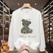 Men's Korean Style Bear Print Sweatshirt – Crew Neck Long Sleeve Pullover, Soft & Stylish Casual Top_viptrois.com