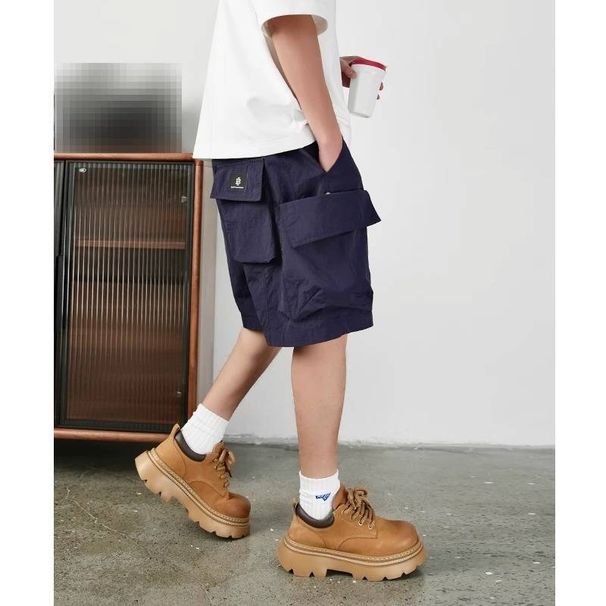 Men's Retro Cargo Shorts, Multi-Pocket Military Style Casual Loose Fit 5-Pocket Knee-Length Shorts For Summer_viptrois.com