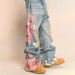 Men's Jeans High Quality American High Street Splicing Jeans Men's And Women's Spicy Pants Print_viptrois.com