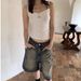 Men's Clothing Summer New Style Washed Retro Distressed Couple Men And Women Casual Five Point Jeans Cat Whisker Silhouette Trendy Loose_viptrois.com