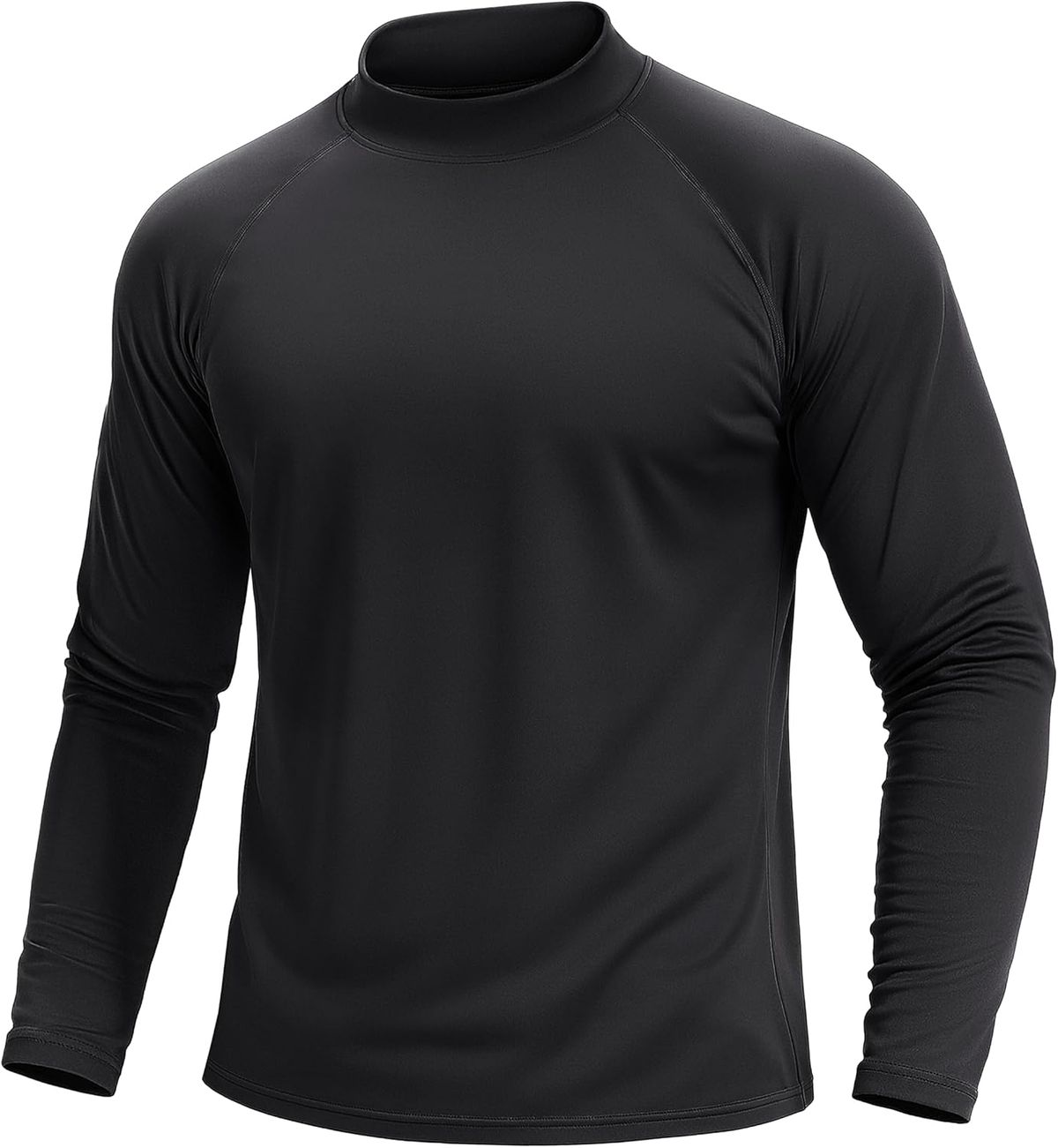 Men's Warm Wool Shirt With High Collar, Long-sleeved Sports Thermal Undershirt, Winter Running Top_viptrois.com