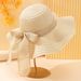 1pc Women Oversized Crepe Straw Hat Women Summer Sunscreen Large Crepe Hat Sea Bow Beach Hat Suitable For Sunscreen_viptrois.com