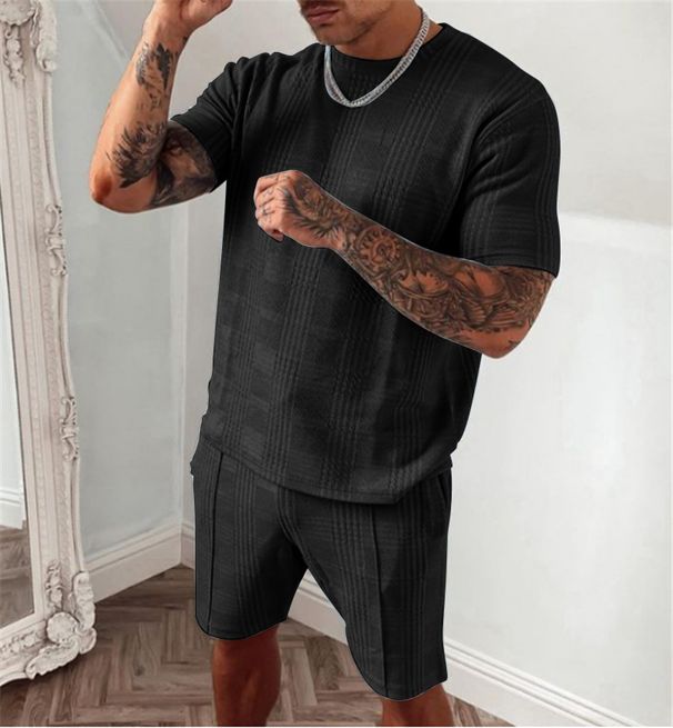 Men's Clothing Ins Short Sleeve Shorts Two Piece Sports Casual Sports Men's Suit_viptrois.com