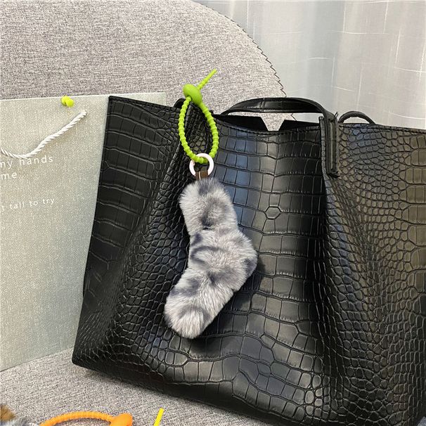 Bag Charm Leopard Print Twist Knot Girl Fashion Creative Bag Pendant Car Keychain Schoolbag Cute Plush Phone Case Accessories_viptrois.com