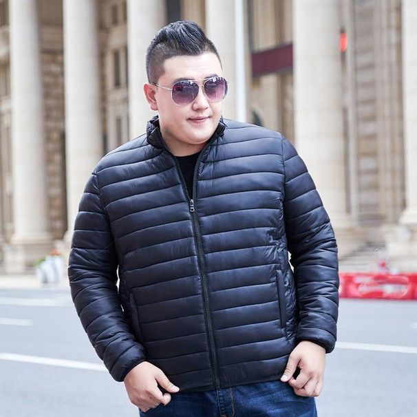 2025 Fashion Middle-Aged Young Men's Plus-Size Pure Color Long Sleeve Zipper Cotton-Padded Jacket M-11XL_viptrois.com
