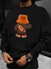 Men's Loose Casual Fashionable Cartoon Bear Pattern Printed Round Neck Long Sleeved Sportswear For Autumn And Winter_viptrois.com