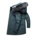 Winter Mid To Long Style Trendy Brand Big Fur Collar Hooded Jacket For Couples Loose White Duck Down Coat_viptrois.com