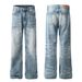 Men's Clothing Men's And Women's High End Washed Blue Design Men's Loose Flared Jeans_viptrois.com