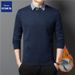Romon Autumn Winter Two-Piece Shirt Collar Fleece Lined Thickened Top Inner Wear Trendy Knitted Sweater Men's_viptrois.com
