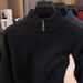 Medium And Green Half-zipper Sweater Men's Thickened Warm Business Casual Pullover Bottoming Knitted Sweater Men's Clothing_viptrois.com