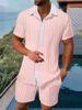 Summer 2025 European And American Men's Color-blocking Shirts, Casual Short-sleeved Shirts, Shorts And Beach Suits_viptrois.com