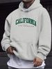 Men's Autumn And Winter Casual Fashionable Loose Hooded Sweatshirt With California Letter Pattern Printed Warm Long Sleeved Pullover_viptrois.com