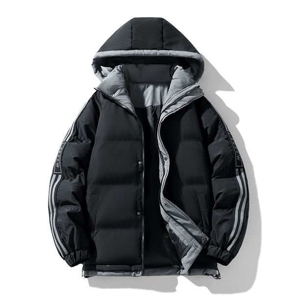 Men's Winter Warm Waterproof Hooded Puffer Jacket With Large Size Options (M-8XL) - Breathable Polyester Outerwear For Casual & Outdoor Activities_viptrois.com