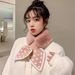 Drivedirect Women Scarf Plush Dot Print Fishtail Knot Solid Color Cross Keep Warm Fish Tail Shape Thicken Rabbit Fur Collar Scarf for Outdoor_viptrois.com
