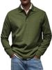 Classic Men's Long Sleeve Button-Down Shirt - Breathable Polyester, Slim Fit, Versatile Solid Colors For Casual & Office Wear_viptrois.com